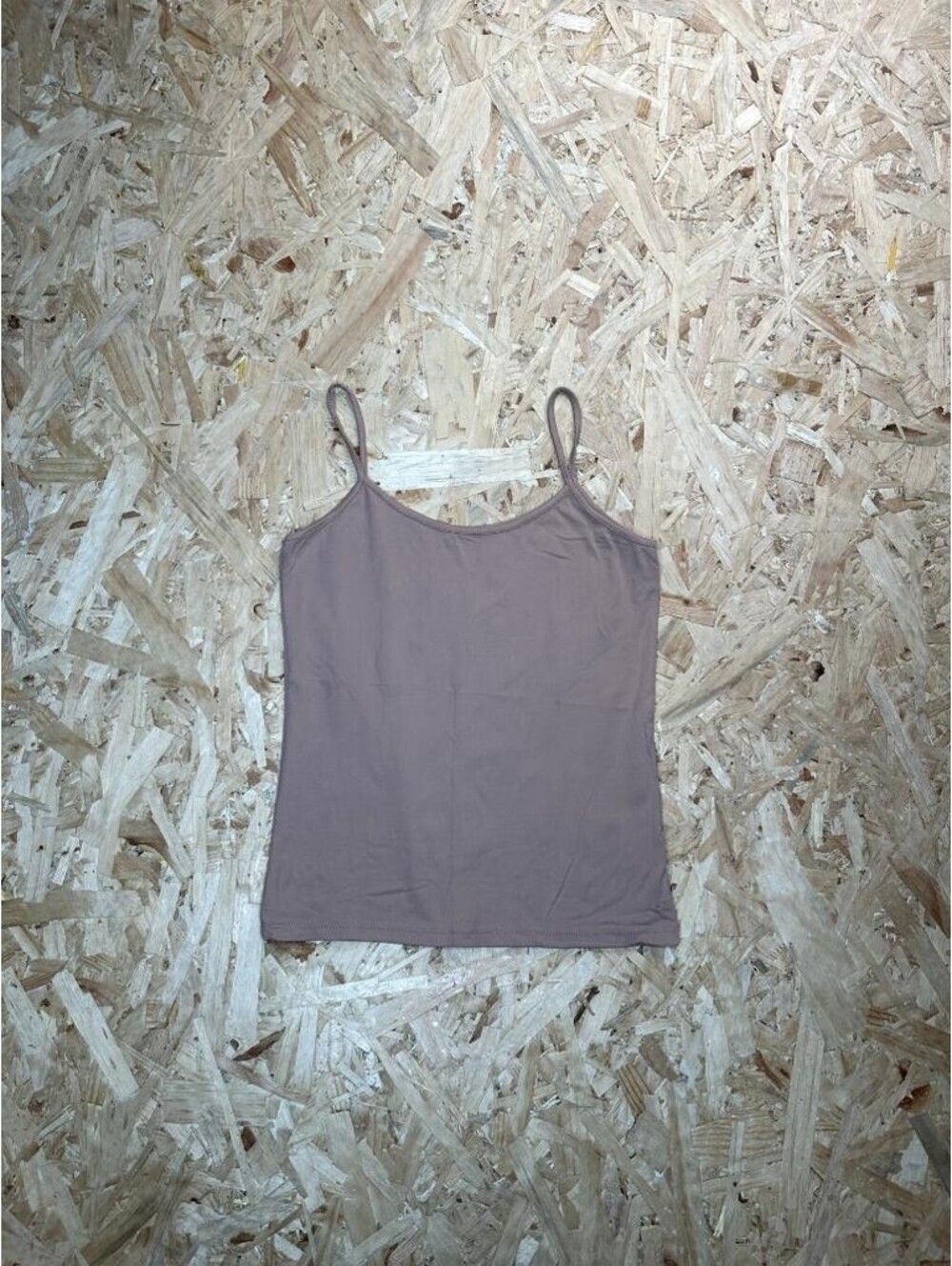 Unbranded Womens Cami Tank Top Size M Mauve Brown Spaghetti Strap Stretch Layer